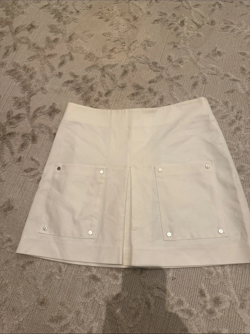 Veronica Beard White Patch-Pocket Mini Skirt